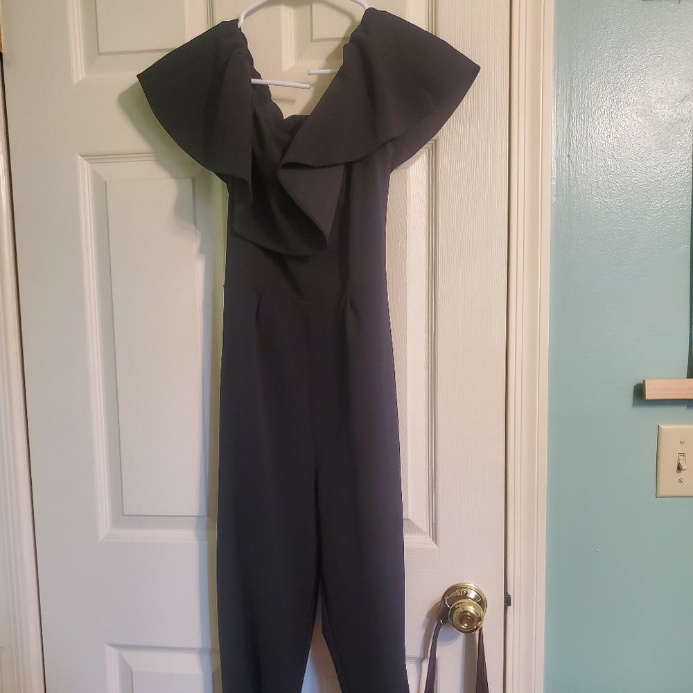 Vernacular - Size S - Black Sashed Jumpsuit with Adjustable Ruffle Sleeves